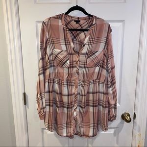 Torrid Plaid Button Front Top - Size 1